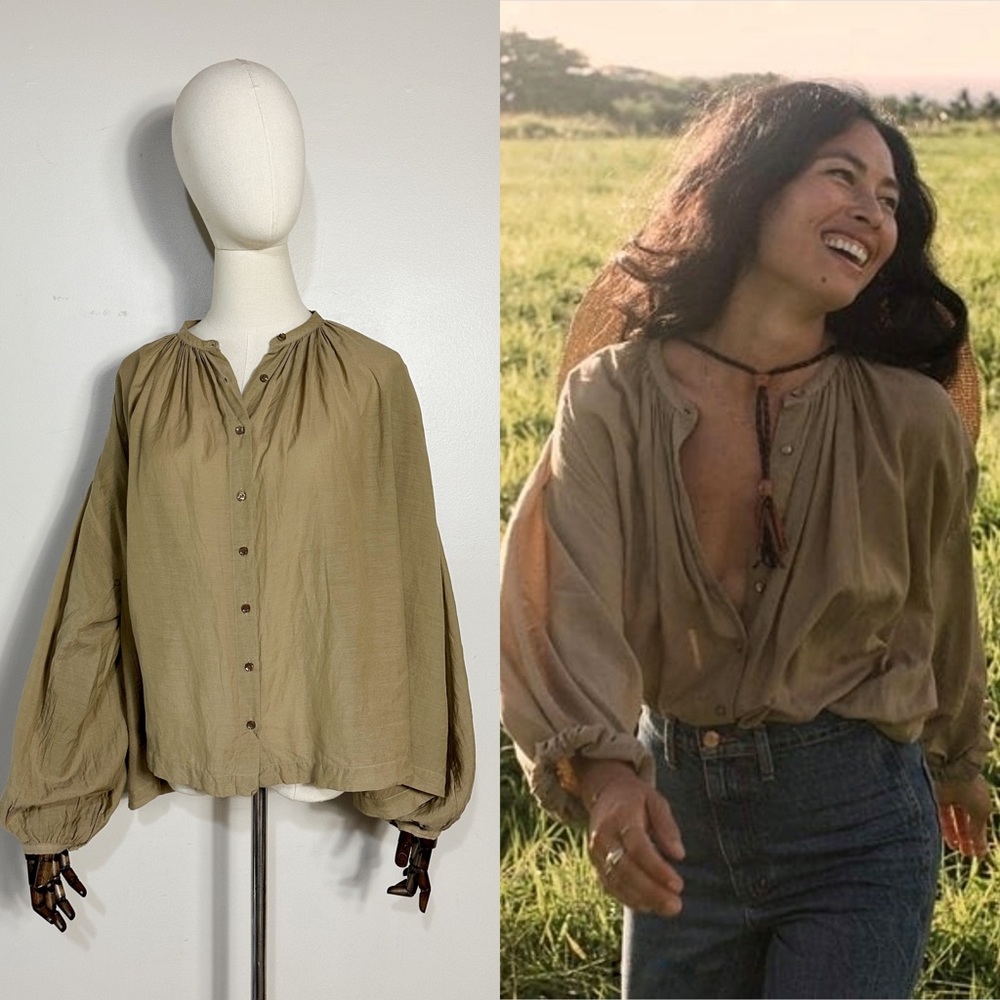 Doen “Jane” blouse in driftwood tan